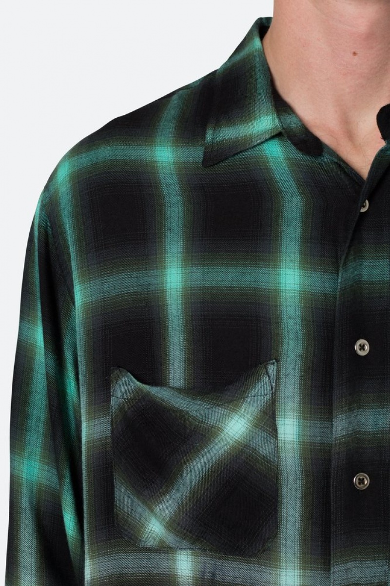 Chemises Mnml Ombre Flannel Shirt Black/Green  | GNZ-9467145