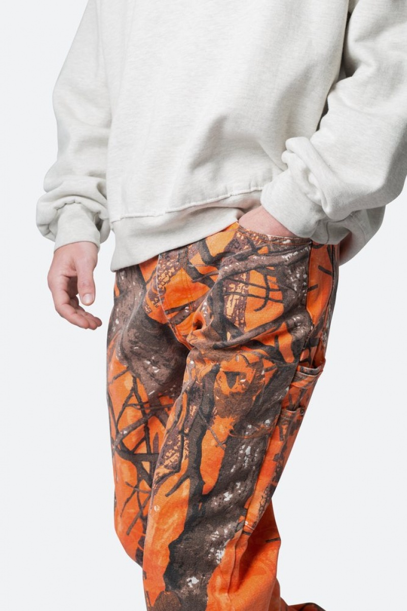 Baggy Denim Mnml V603 Camo Carpenter Pants Orange  | SHW-8895937