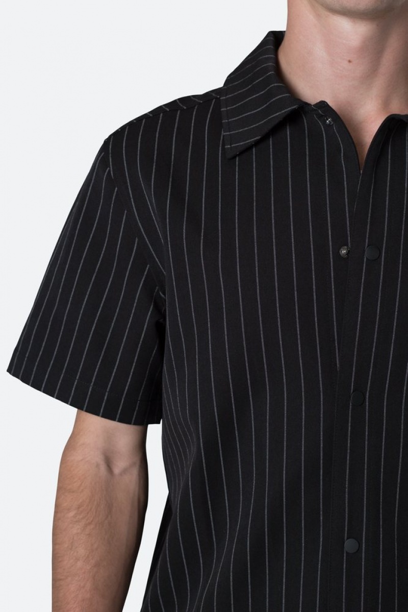 Chemises Mnml Pinstripe Corta Sleeve Shirt Noir  | GMW-5638388