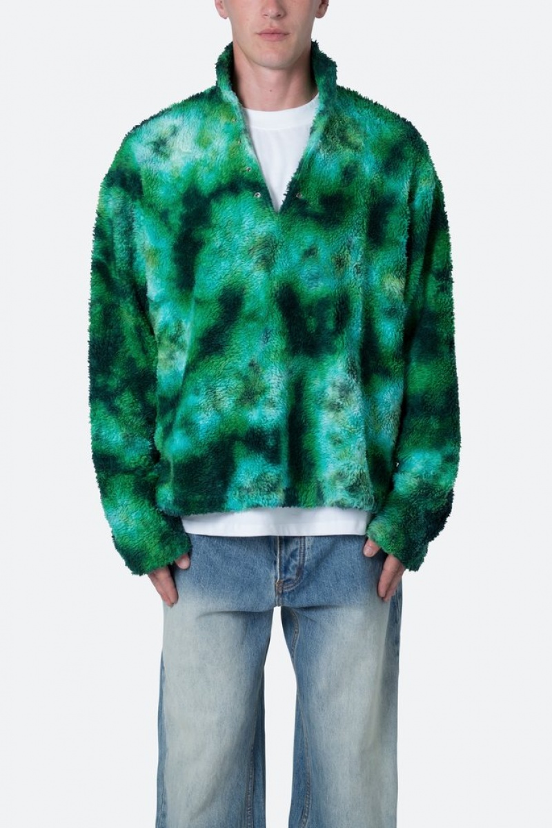 Sweats Mnml Tie Dye Sherpa Pullover Pull Vert  | EUT-6400449