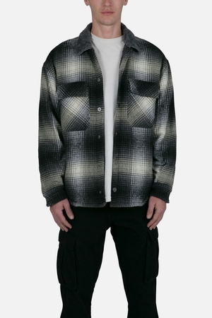 Flannel Shirt Mnml Sherpa Doublée Flannel Shirt Grise Homme | DVZ-0339356