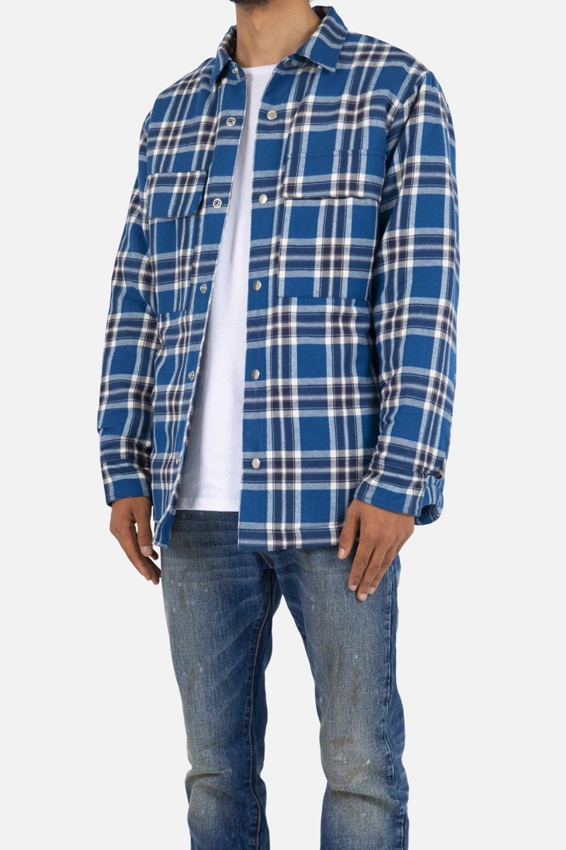 Vestes Mnml Plaid Travail Jacket Blue/White Homme | YLJ-2733832