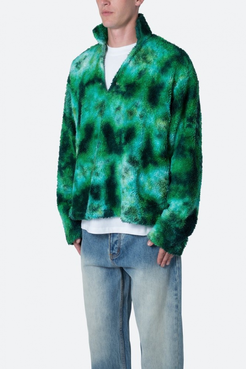 Sweats Mnml Tie Dye Sherpa Pullover Pull Vert  | EUT-6400449