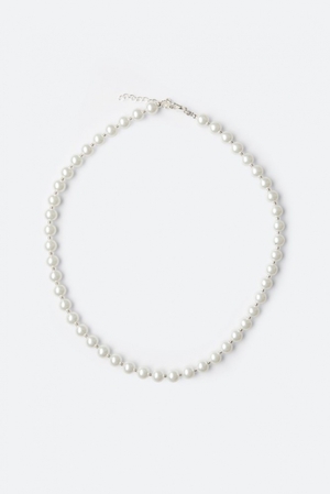 Bijoux Mnml Pearl and Metal Bead Necklace Blanche  | NBP-2950513