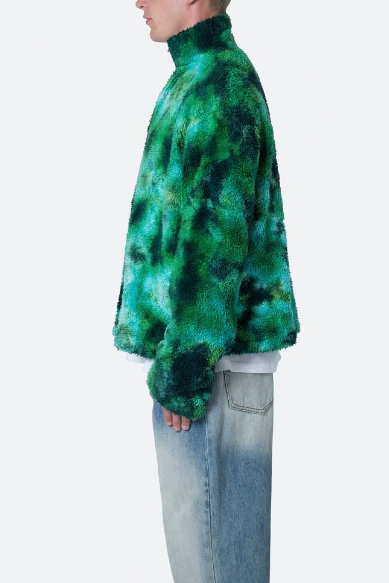 Sweats Mnml Tie Dye Sherpa Pullover Pull Vert  | EUT-6400449