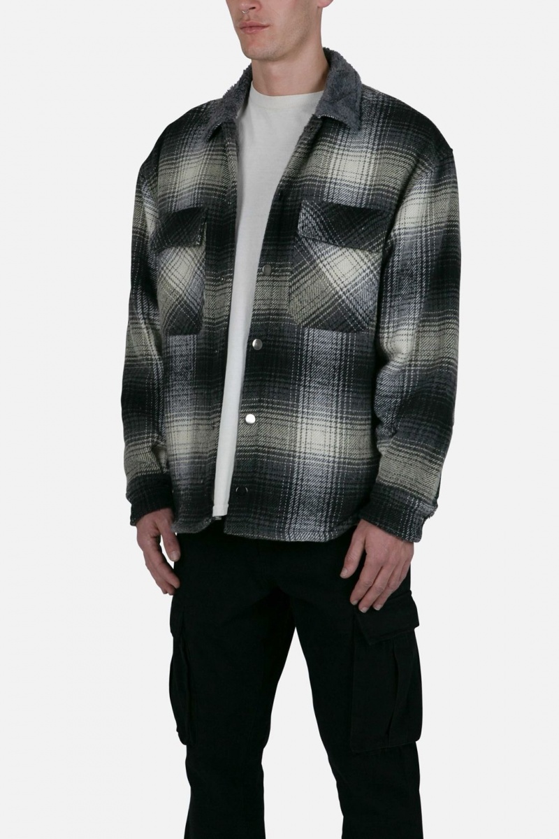 Flannel Shirt Mnml Sherpa Doublée Flannel Shirt Grise Homme | DVZ-0339356