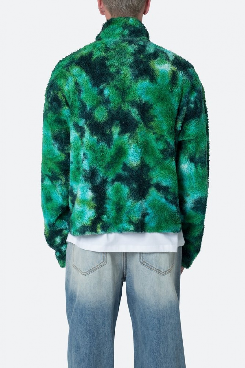 Sweats Mnml Tie Dye Sherpa Pullover Pull Vert  | EUT-6400449