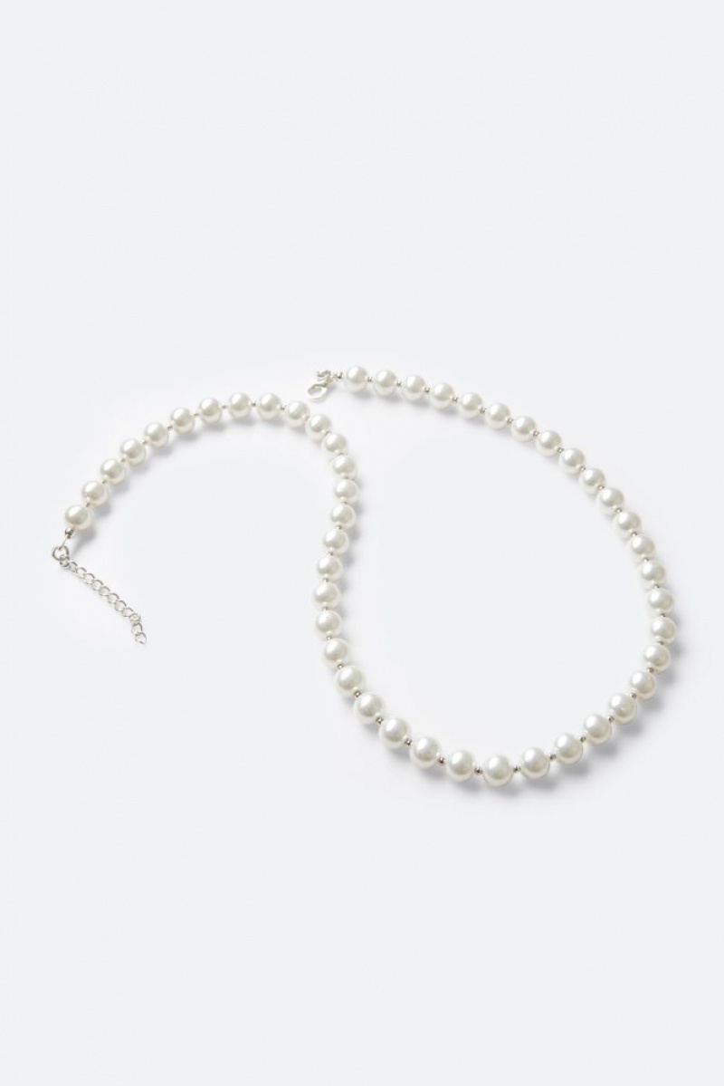 Bijoux Mnml Pearl and Metal Bead Necklace Blanche  | NBP-2950513