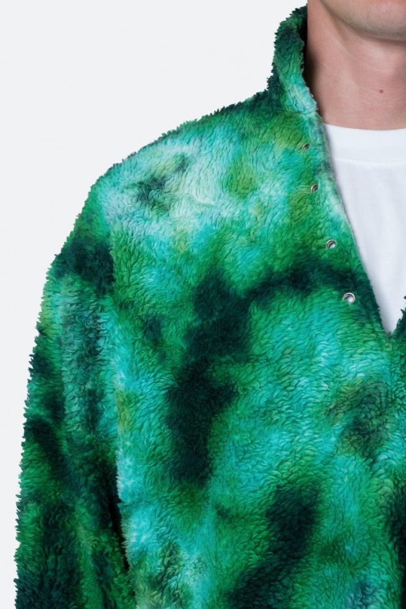 Sweats Mnml Tie Dye Sherpa Pullover Pull Vert  | EUT-6400449