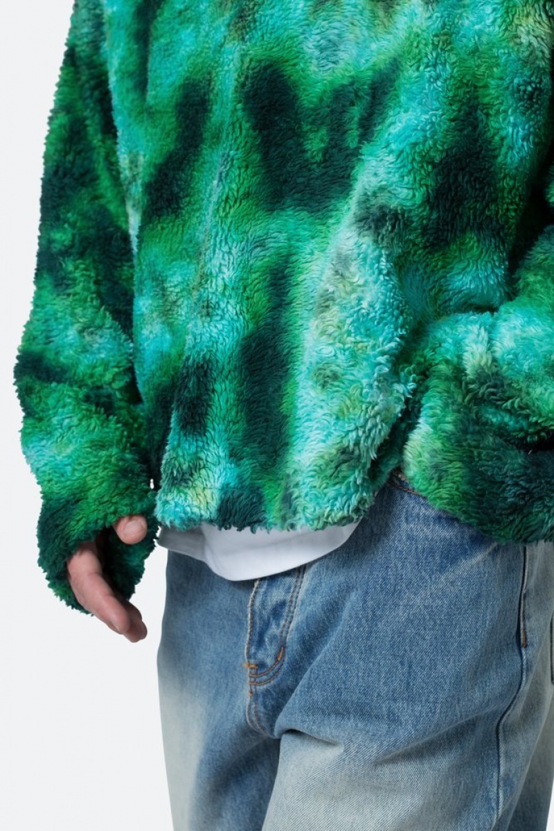 Sweats Mnml Tie Dye Sherpa Pullover Pull Vert  | EUT-6400449