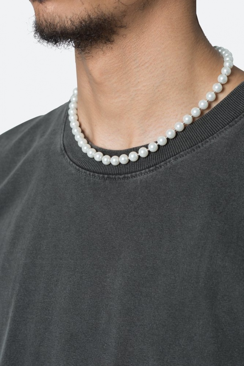 Bijoux Mnml Pearl and Metal Bead Necklace Blanche  | NBP-2950513