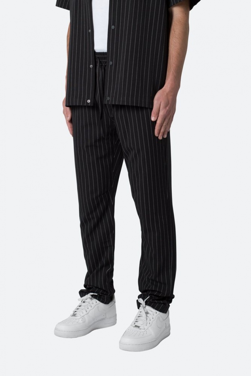 Pants & Chinos Mnml Pinstripe Drawcord Pants Noir  | NUY-2375082