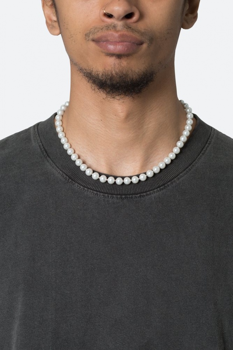 Bijoux Mnml Pearl and Metal Bead Necklace Blanche  | NBP-2950513