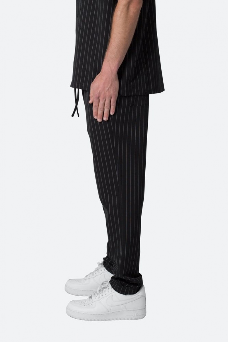 Pants & Chinos Mnml Pinstripe Drawcord Pants Noir  | NUY-2375082