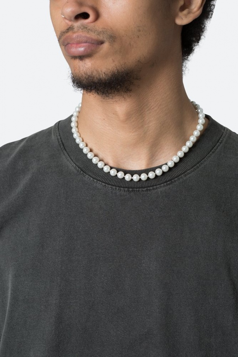 Bijoux Mnml Pearl and Metal Bead Necklace Blanche  | NBP-2950513