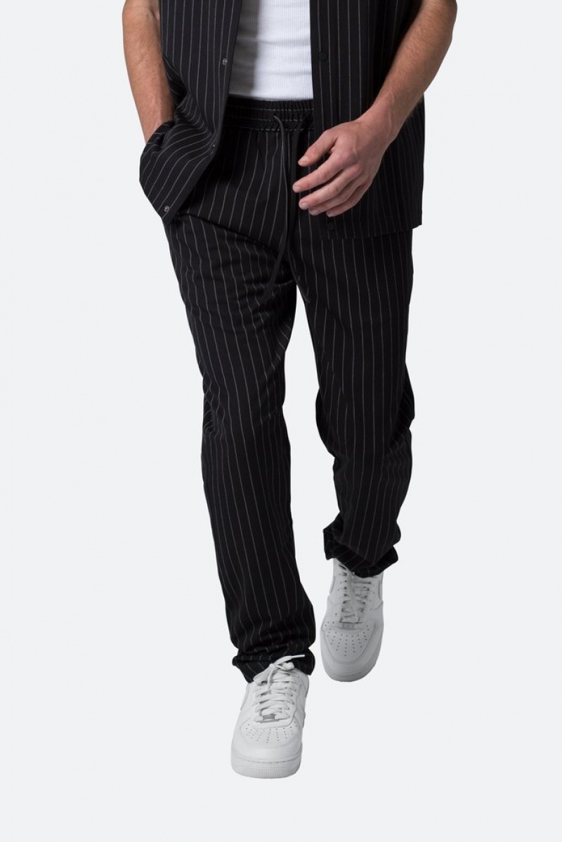 Pants & Chinos Mnml Pinstripe Drawcord Pants Noir  | NUY-2375082