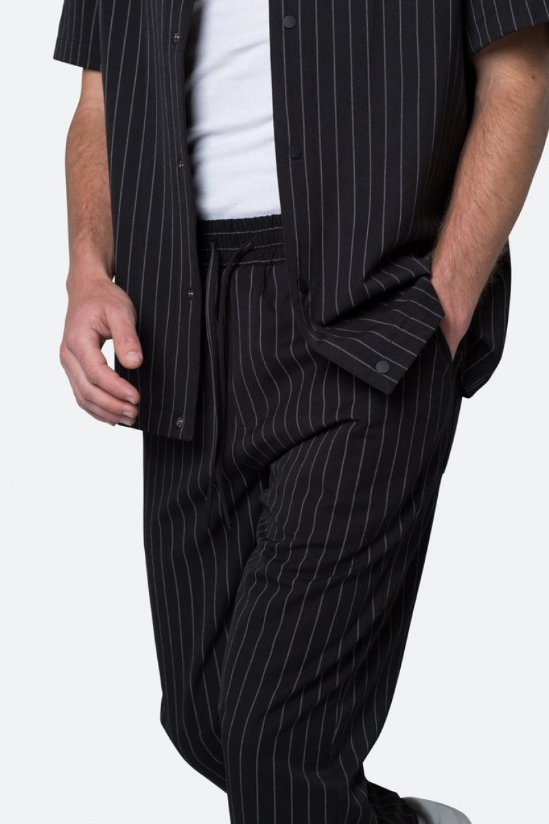 Pants & Chinos Mnml Pinstripe Drawcord Pants Noir  | NUY-2375082