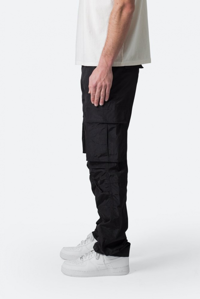 Baggy Denim Mnml Crinkle Cargo Pants Noir  | BSM-7698818