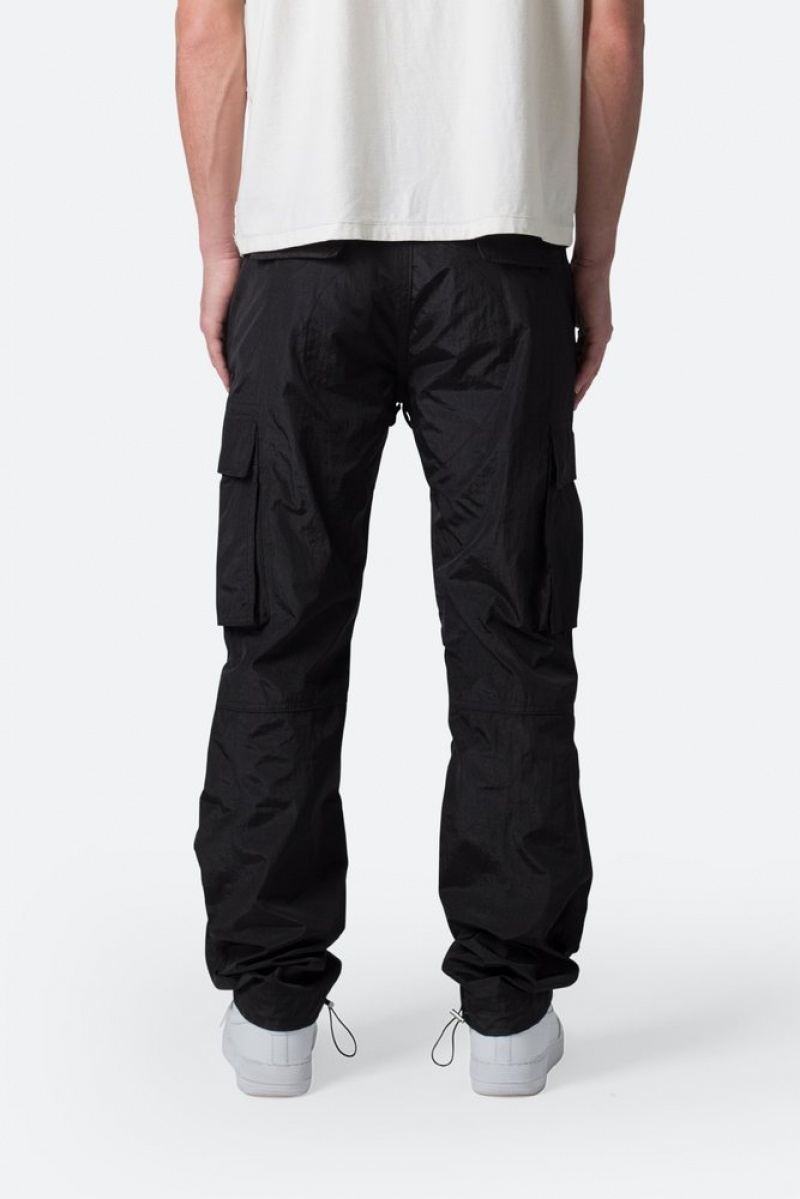 Baggy Denim Mnml Crinkle Cargo Pants Noir  | BSM-7698818