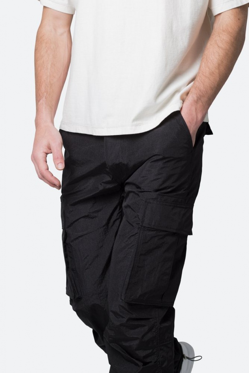 Baggy Denim Mnml Crinkle Cargo Pants Noir  | BSM-7698818