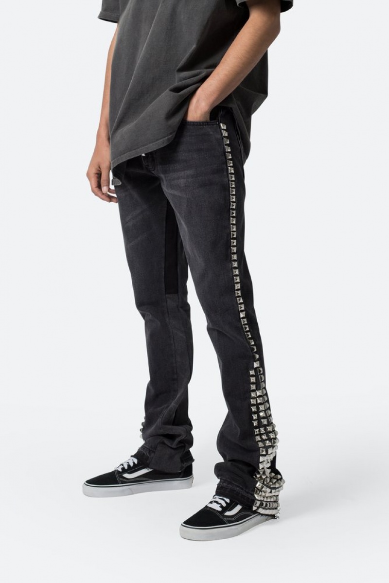 Flare Denim Mnml B572 Studded Flare Denim Noir  | BSV-0036217