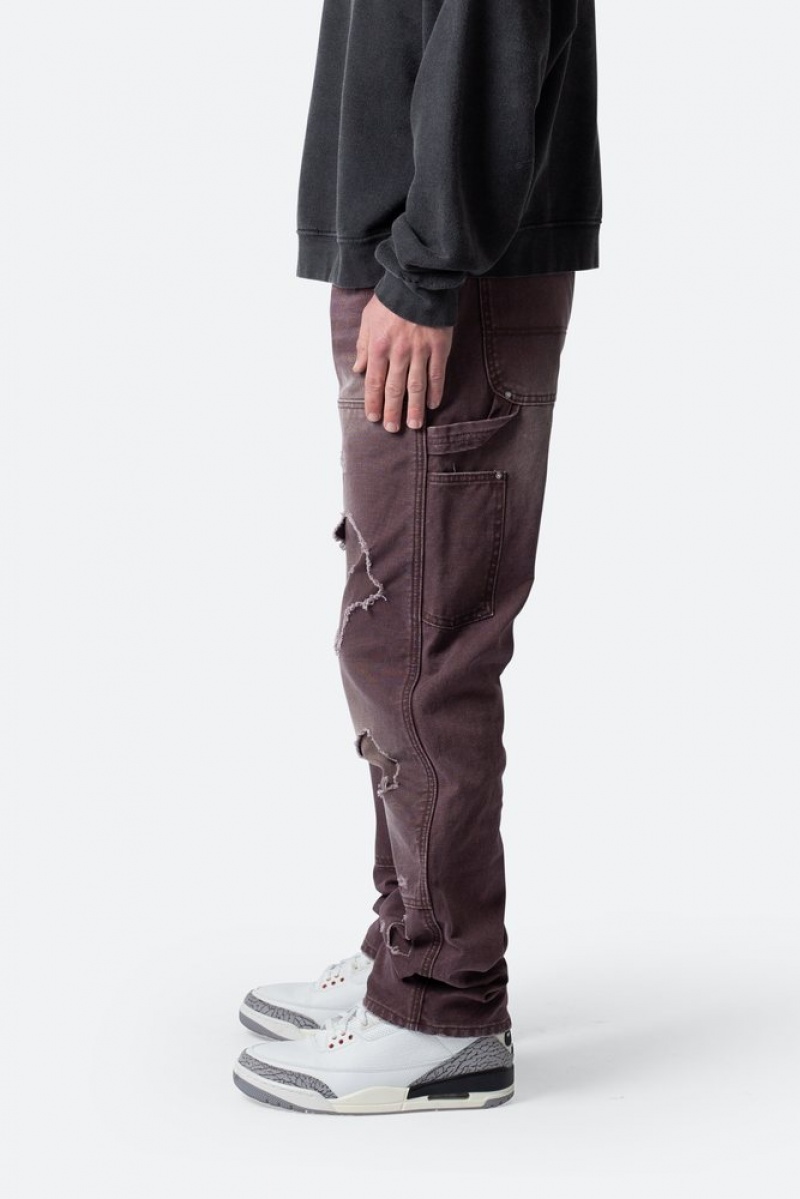 Baggy Denim Mnml V602 Thrashed Carpenter Pants Marron  | AVN-1757730