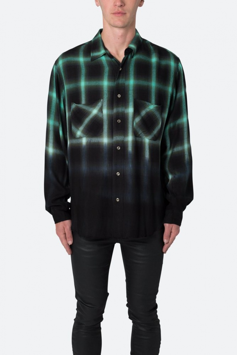 Chemises Mnml Ombre Flannel Shirt Black/Green  | GNZ-9467145