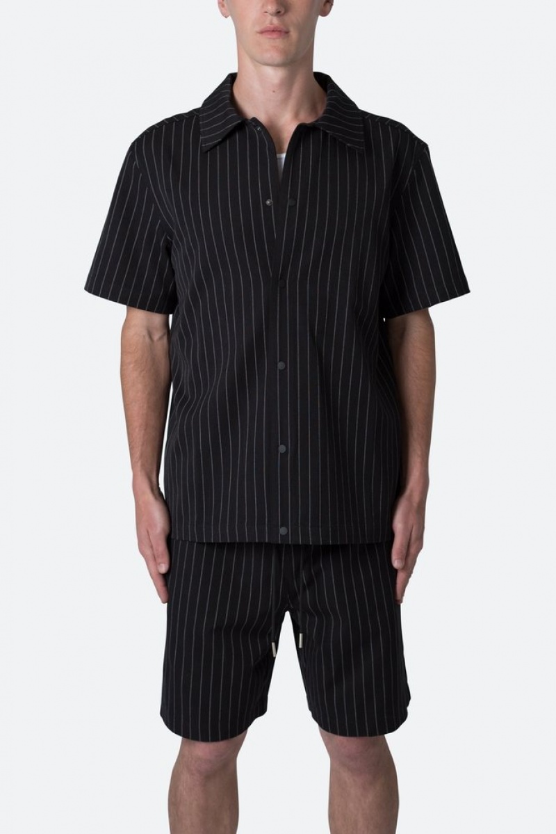 Chemises Mnml Pinstripe Corta Sleeve Shirt Noir  | GMW-5638388