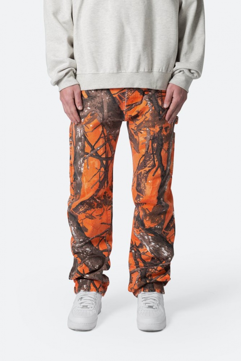 Baggy Denim Mnml V603 Camo Carpenter Pants Orange  | SHW-8895937