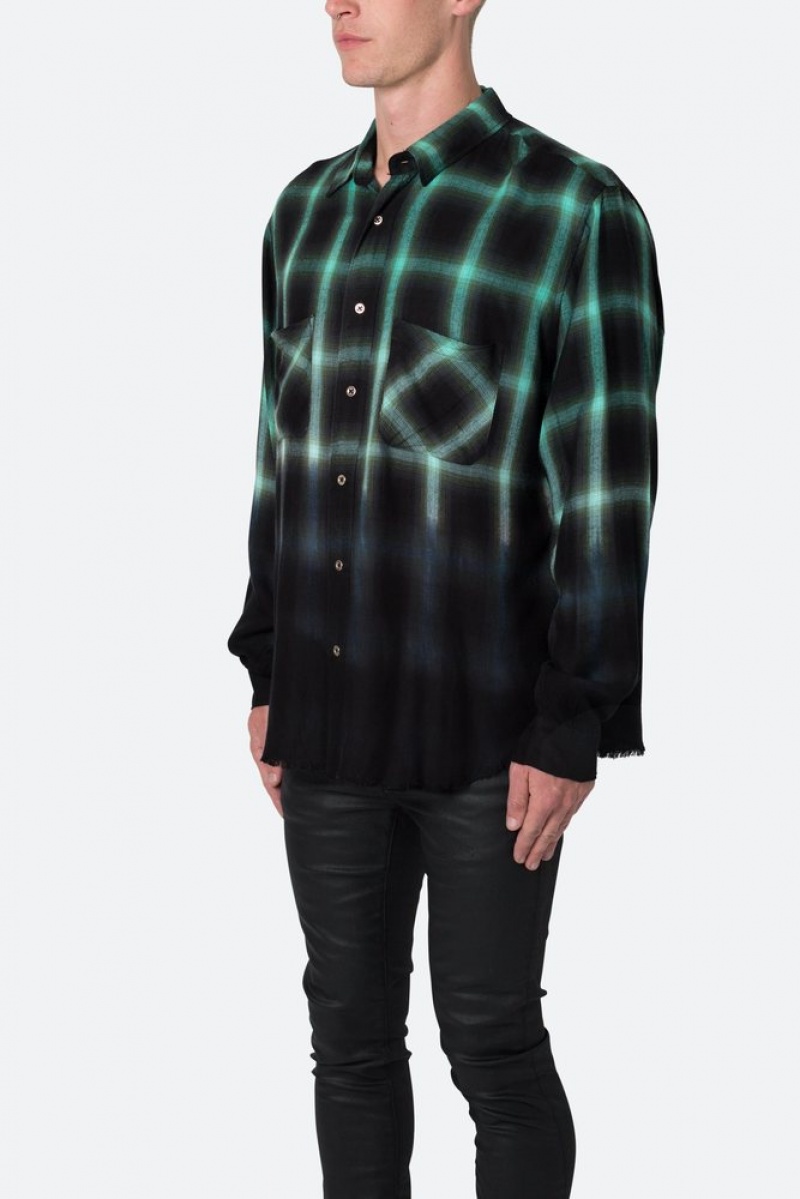 Chemises Mnml Ombre Flannel Shirt Black/Green  | GNZ-9467145