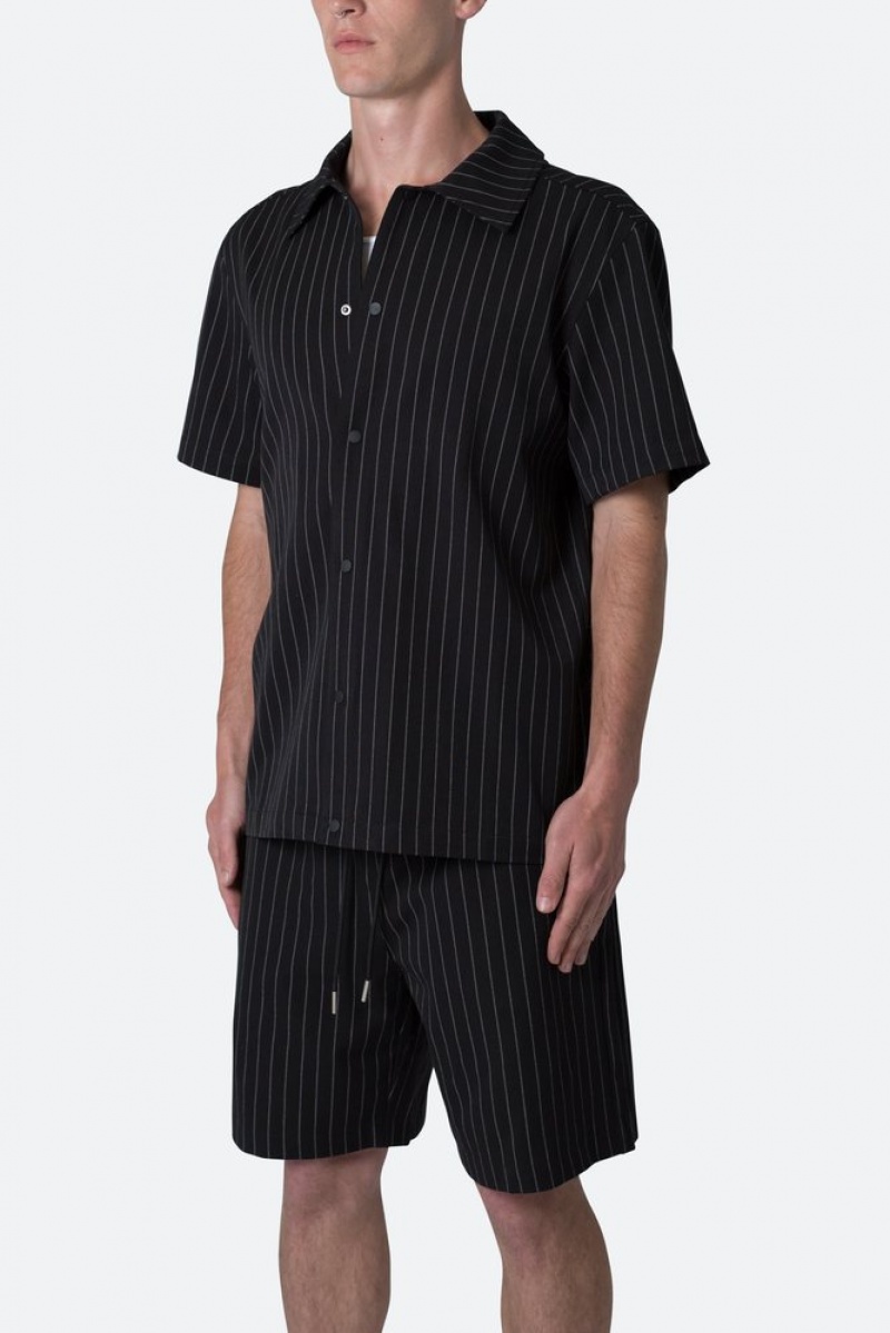 Chemises Mnml Pinstripe Corta Sleeve Shirt Noir  | GMW-5638388