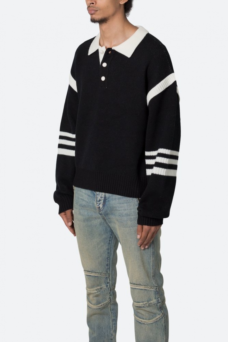 Sweats Mnml Polo Knit Pull Black/White  | FVC-0555337