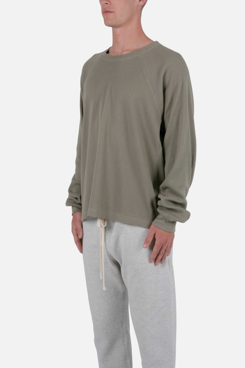 Long Sleeve Tees Mnml Heavy Thermal L/S Tee Vert Olive  | MSU-4718824