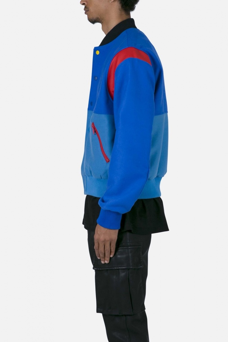 Vestes Mnml Color Block Varsity Jacket Bleu  | ITS-0441852