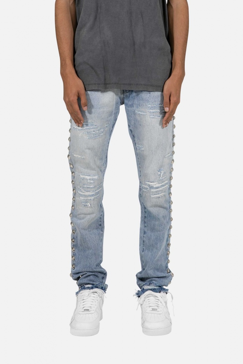 Straight Denim Mnml D442 Stud Droit Denim Bleu Homme | AQM-8581504