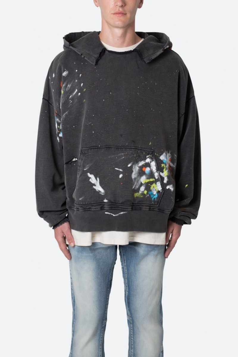 Sweats Mnml Destroyed Painter Hoodie Noir  | VFX-4705906