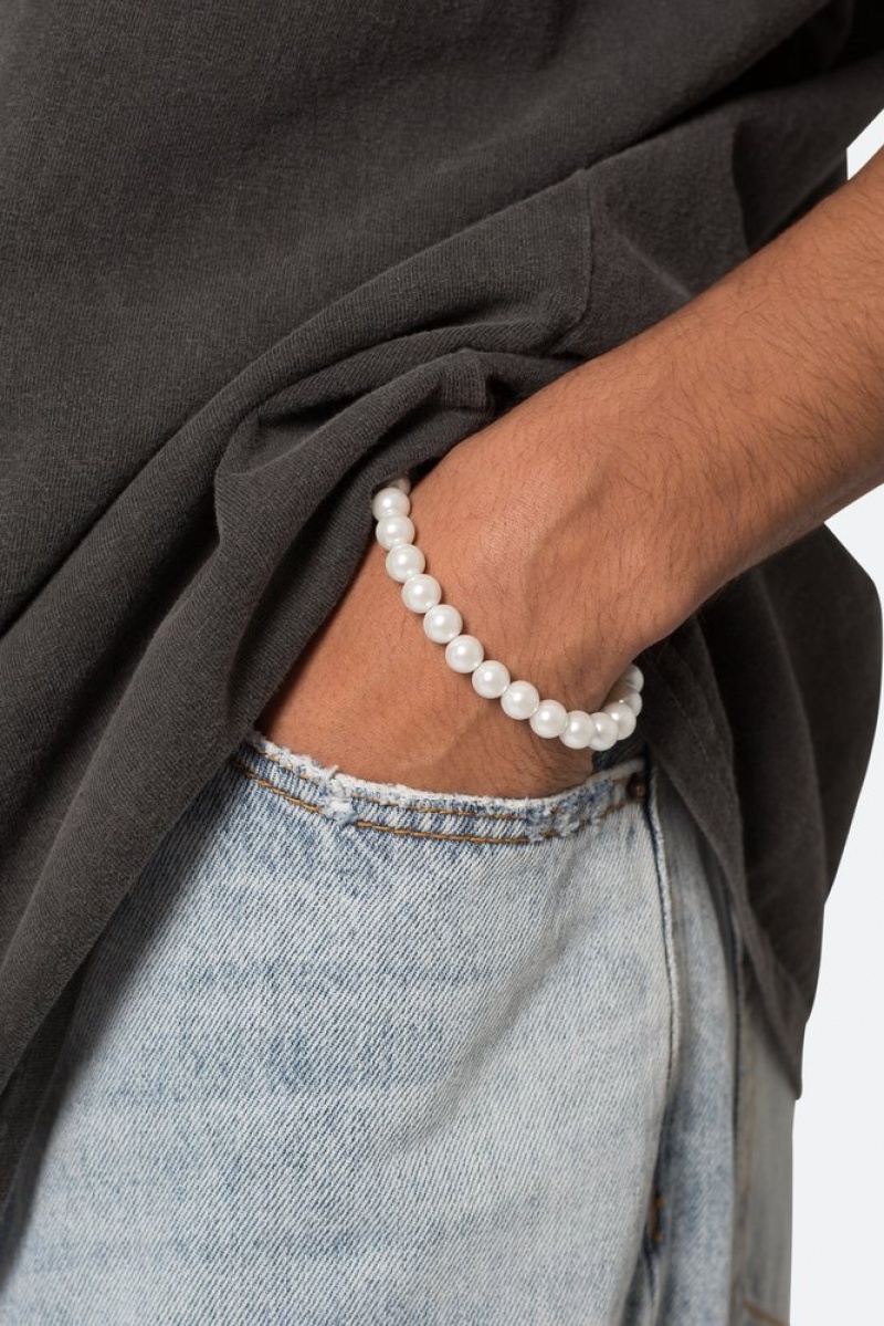 Bijoux Mnml Solid Pearl Bracelet Blanche  | LLS-0037581