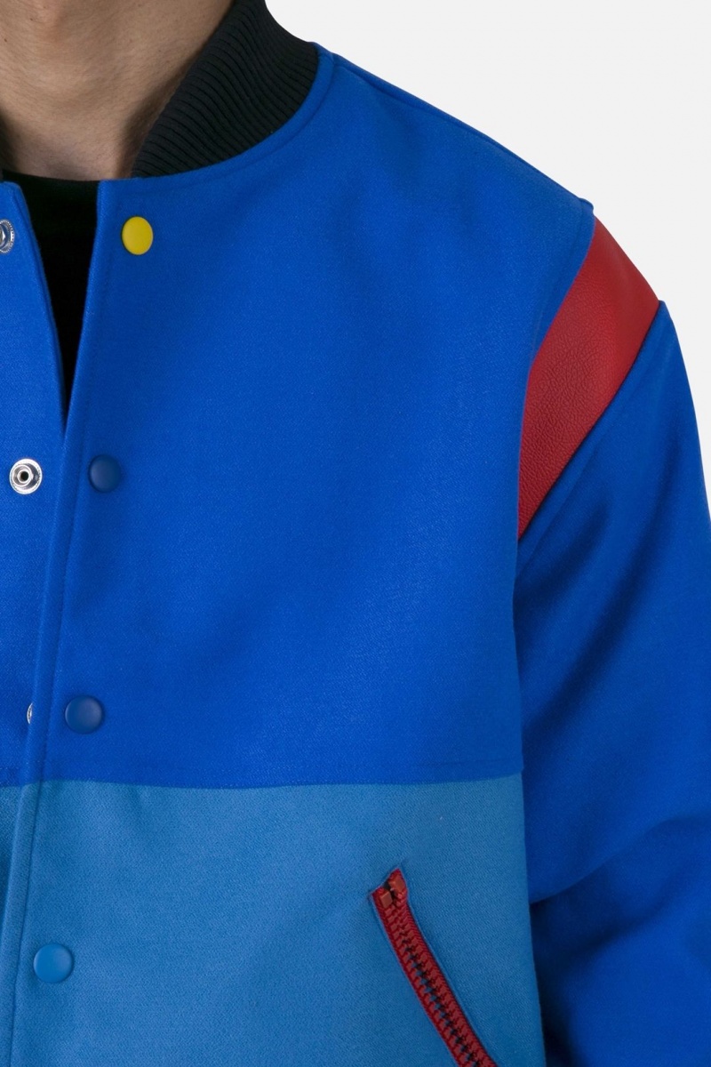 Vestes Mnml Color Block Varsity Jacket Bleu  | ITS-0441852