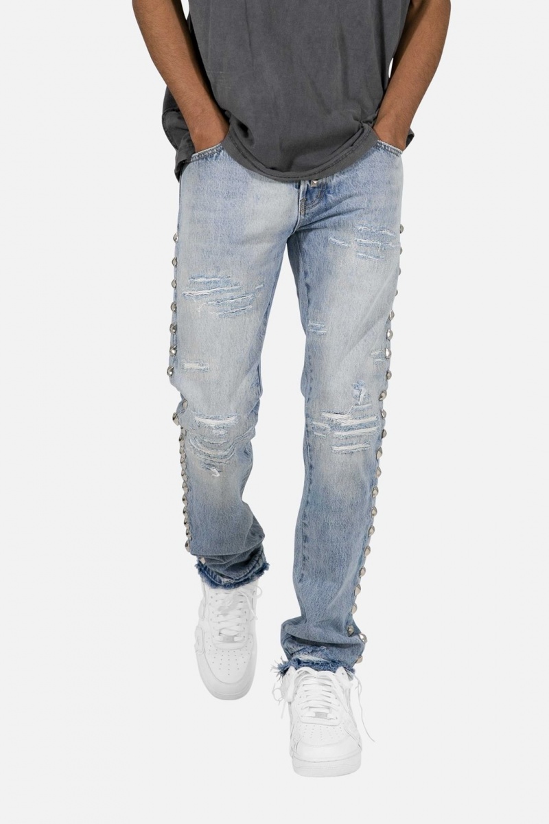 Straight Denim Mnml D442 Stud Droit Denim Bleu Homme | AQM-8581504