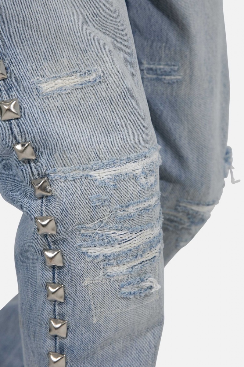 Straight Denim Mnml D442 Stud Droit Denim Bleu Homme | AQM-8581504