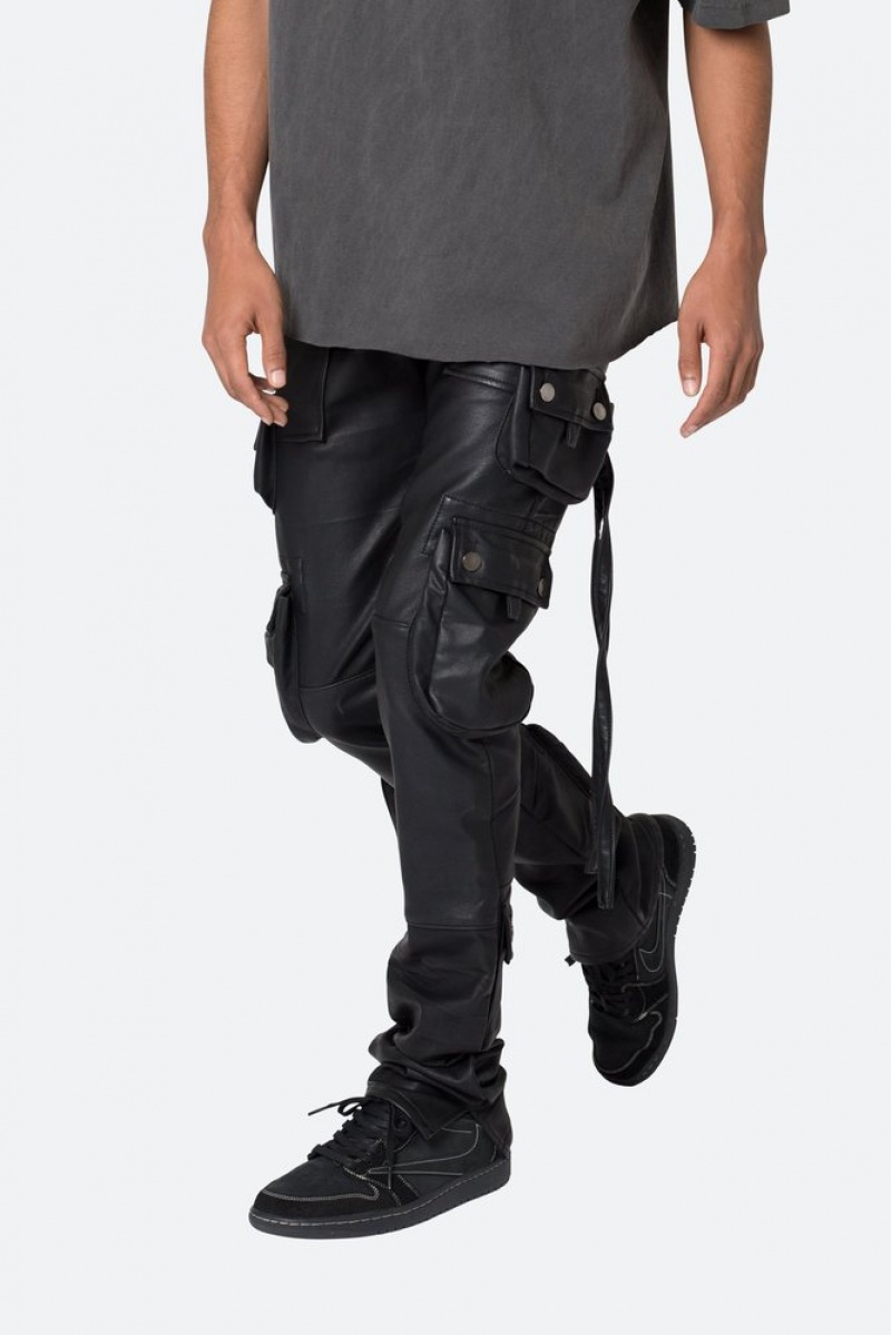 Straight Denim Mnml D152 Cuir Cargo Pants Noir  | RML-8758003