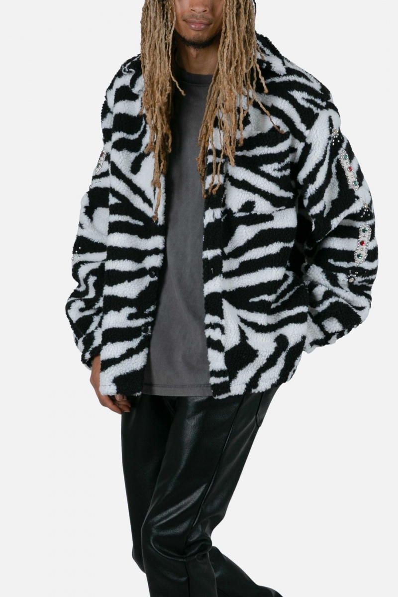 Vestes Mnml Zebra Sherpa Studded Jacket Black/White  | MTV-0018458