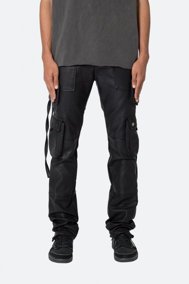 Straight Denim Mnml D152 Cuir Cargo Pants Noir  | RML-8758003