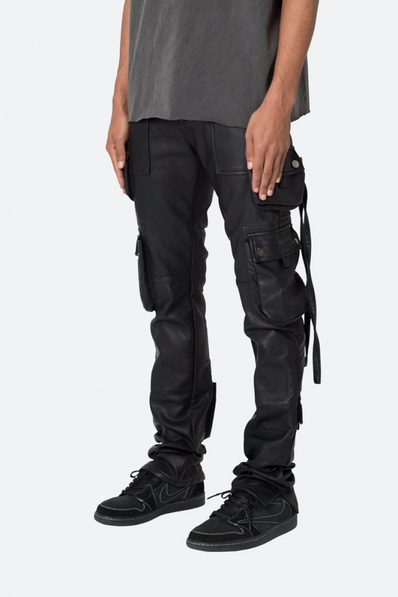 Straight Denim Mnml D152 Cuir Cargo Pants Noir  | RML-8758003