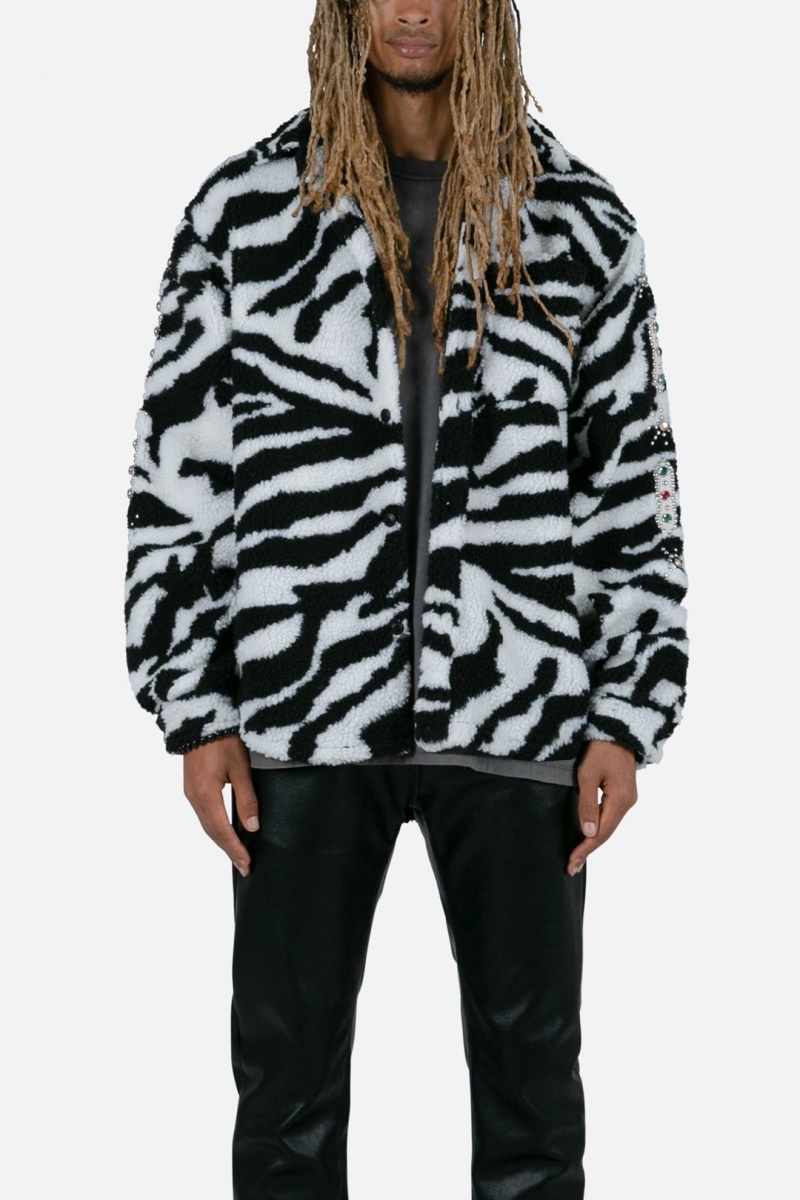 Vestes Mnml Zebra Sherpa Studded Jacket Black/White  | MTV-0018458