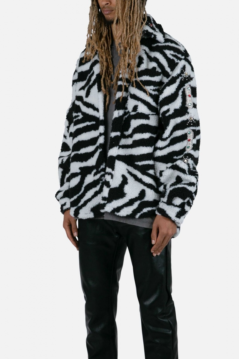 Vestes Mnml Zebra Sherpa Studded Jacket Black/White  | MTV-0018458