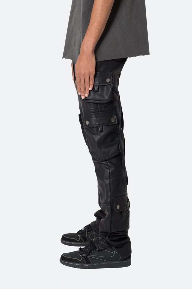 Straight Denim Mnml D152 Cuir Cargo Pants Noir  | RML-8758003