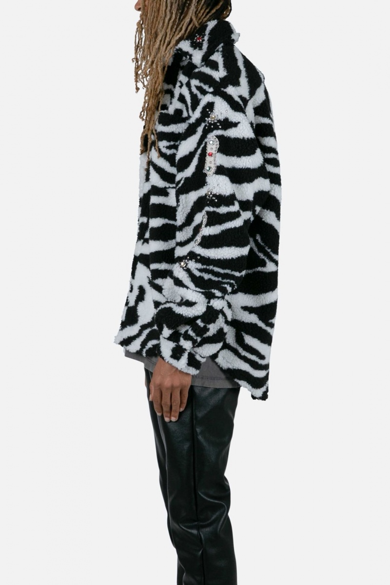 Vestes Mnml Zebra Sherpa Studded Jacket Black/White  | MTV-0018458