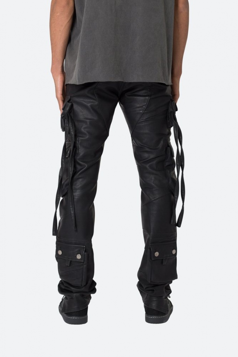 Straight Denim Mnml D152 Cuir Cargo Pants Noir  | RML-8758003