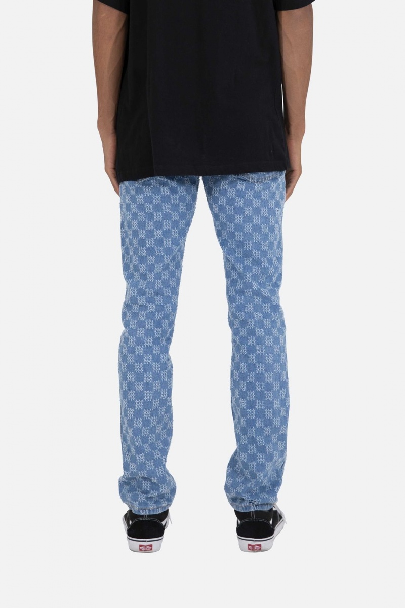 Straight Denim Mnml D407 Checker Droit Denim Bleu Homme | HWU-6221166